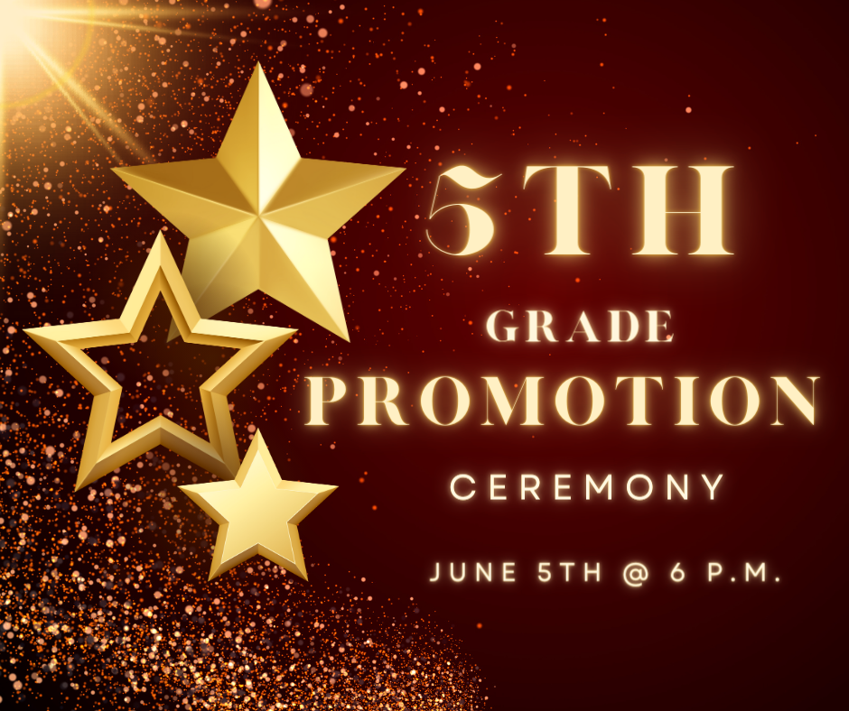  Maroon Background with gold stars with 5th grade promotion ceremony 
